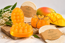 Massageseife Mango mit Luffascheibe